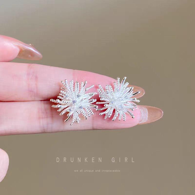 Bow Flower Zircon Stud Earrings Female Sweet High-End Temperament Design Earrings Niche Light Luxury Earrings