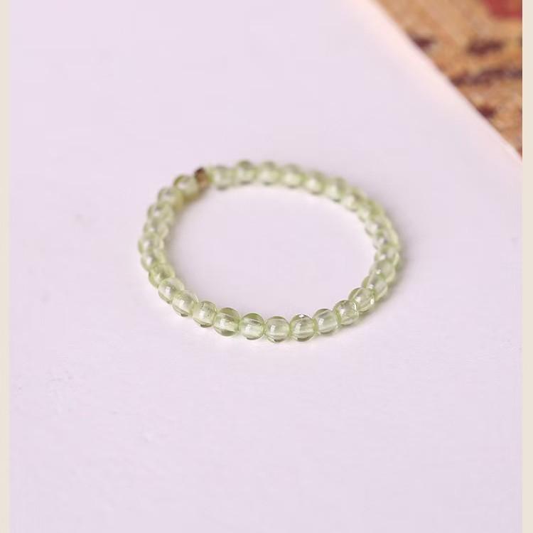 Mini Gemstone Bracelet & Ring Set: Grape Jade and Green Prehnite Crystal