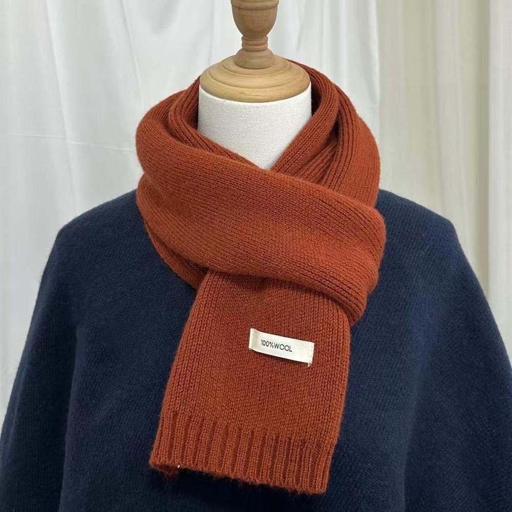 Cold-proof Knitting Wool Scarf Solid Color Winter Warmer Scarf Long Thickened Neckscarf  Winter