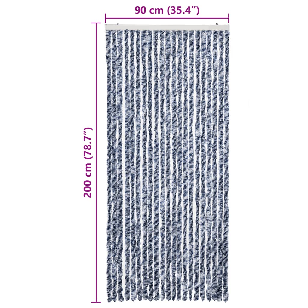 Insect Protection Curtain Blue and White 90 x 200 cm Chenille