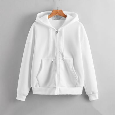 Women's Solid Color Loose Hoodie, Thick Zipper Cardigan, Autumn Winter Long Sleeve Casual Sportswear.