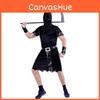 Mysterious Black And White Long Robe For Men Perfect For Halloween Festivities And Stage Events