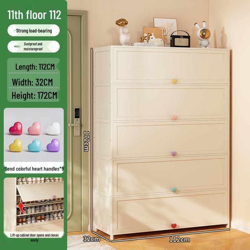Cream Multi-Layer Off-White Shoe Cabinet - Space-Saving Hallway Storage Rack