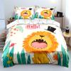 Cartoon Lion With Hat And Bird Print Soft Comfortable Duvet Cover Bedding Set Included 1*Duvet Cover  2*Pillowcases For Gifts