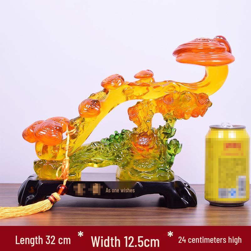 Yellow Jade Ruyi Ornament for Living Room or Wine Cabinet - Housewarming or Company Opening Gift