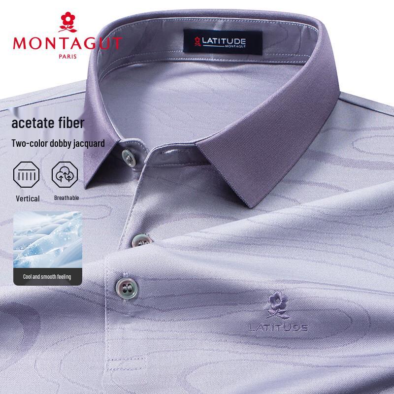 MONTAGUT Men s Ice Silk Jacquard Polo Shirt XL