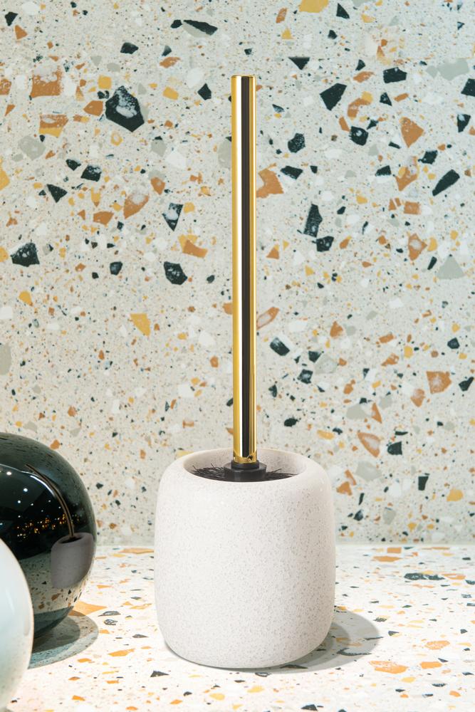 AWD INTERIOR 1915 Bonita White Gold Stoneware Toilet Brush