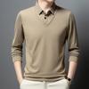 Spring/Summer New Style Striped Fake Two-Piece Long-Sleeved T-shirt, Business Casual Polo Shirt, Loose Men's Shirt