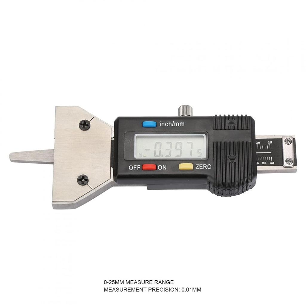 Depth Gauge, LCD Digital Tire Depth Gauge with Inch and MM Conversion of 0-25mm Checker Tire Tester Check Measure Tool for Cars Motorcycle Trucks SUV
