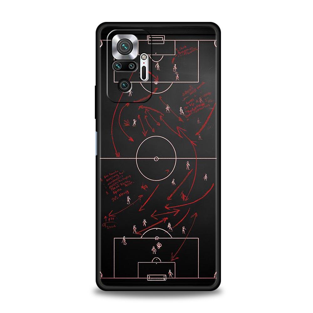Football Basketball Tactical Board Phone Case For Xiaomi Redmi Note 14 13 5G 10 11 12 Pro Plus 4G 14C 13C 12C 10C Black Cover
