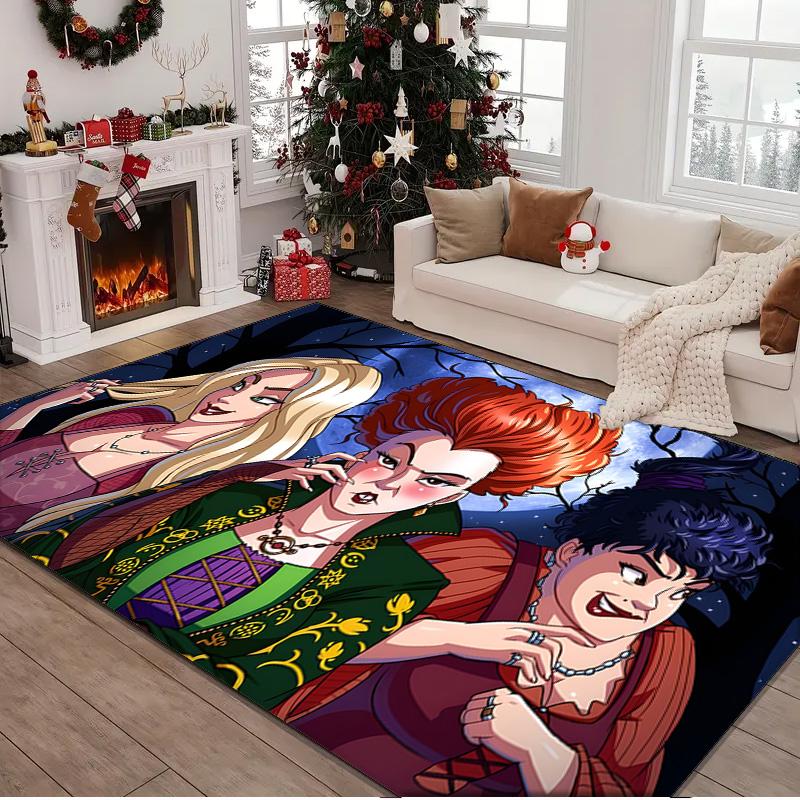 1PC Rug Witch Sisters In The Moonlight Carpet, Chair Rug,Area Rug for Office Bedroom Living Rooms Bedroom, Doormat Decor Christmas Fan Gifts