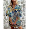 QICED Women's Fashion Summer Spring V-Neck Short Sleeve Casual DressesCasual Chic