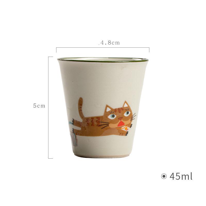 45ML Ceramic Mini Espresso Cups Cartoon Cute Cat Espresso Mugs Porcelain Coffee Mugs Demitasse Cups Tea Cups Handmade