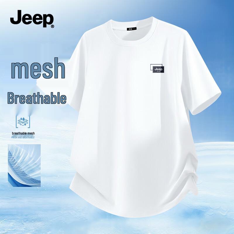 Jeep Men s Ice Silk Mesh Breathable Quick-Dry Short Sleeve T-Shirt L