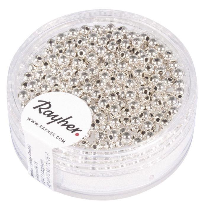 Plastic Beads, 2.5 Mm Ø, Silver, Box 240 Pcs