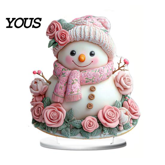 Religious Holiday Gift Christmas Theme 2D Ornament, Double-sided Acrylic Decoration, Desktop Decor Stable Base Ornament for Home Office Table Standing