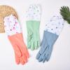 Winter Waterproof Latex Gloves with Velvet Lining and Elastic Cuffs for Cleaning and Laundry