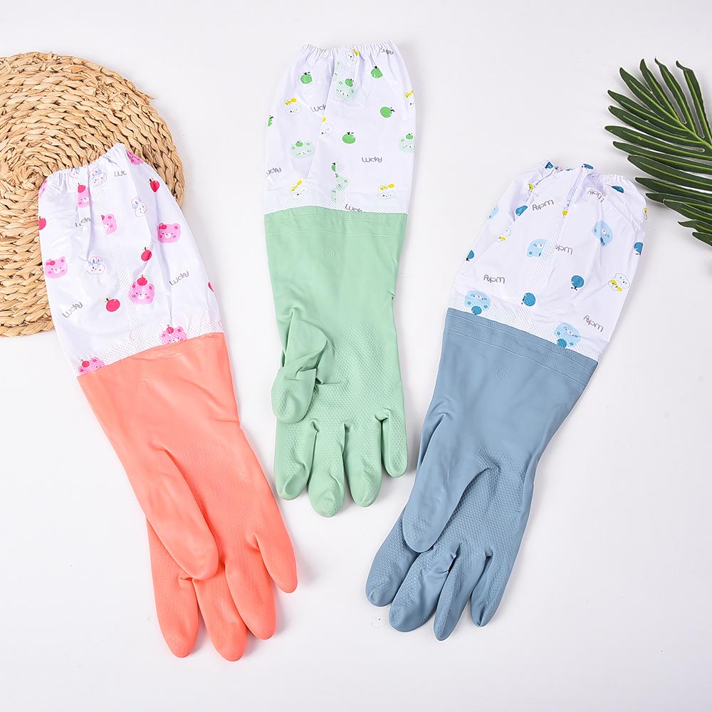 Winter Waterproof Latex Gloves with Velvet Lining and Elastic Cuffs for Cleaning and Laundry