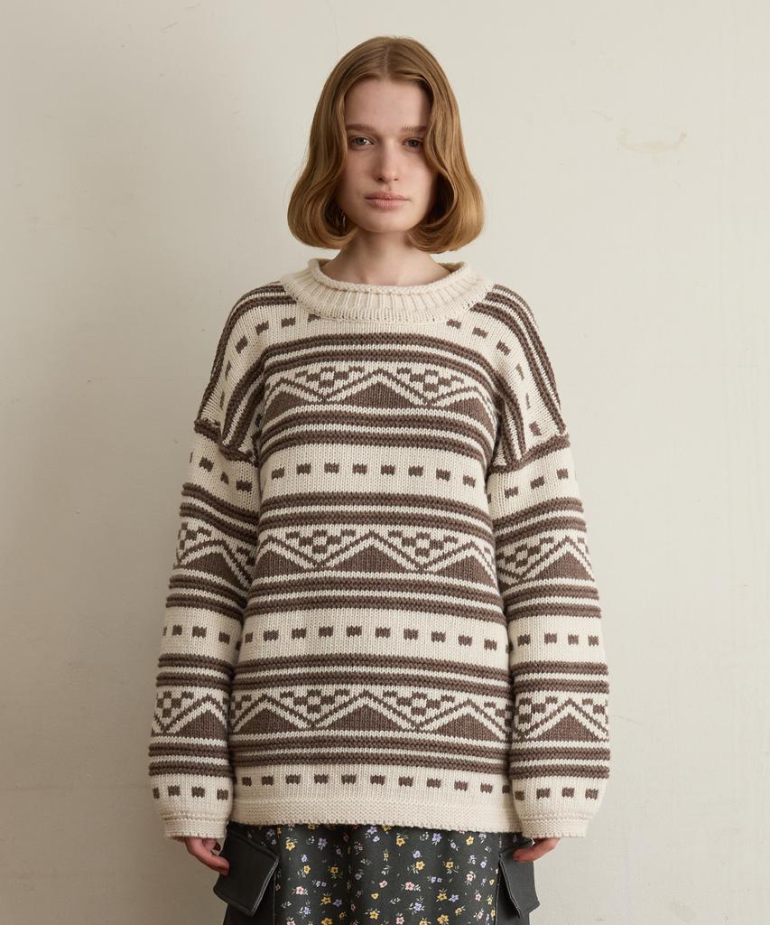 FUNFROMFUN Nomad Fair Isle Pullover, Brown