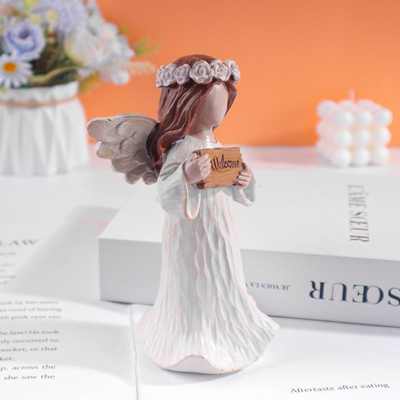 Angel Welcome Sculpture Resin Creative Craft for Home Bedroom, Living Room, and Study Desk Decoration