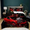 Burning Red Flame Race Car Bedding Set,Boy&Girl Sports Car Duvet Cover Pillow Case Gift, Home Bedroom Quilt Set Large King 260