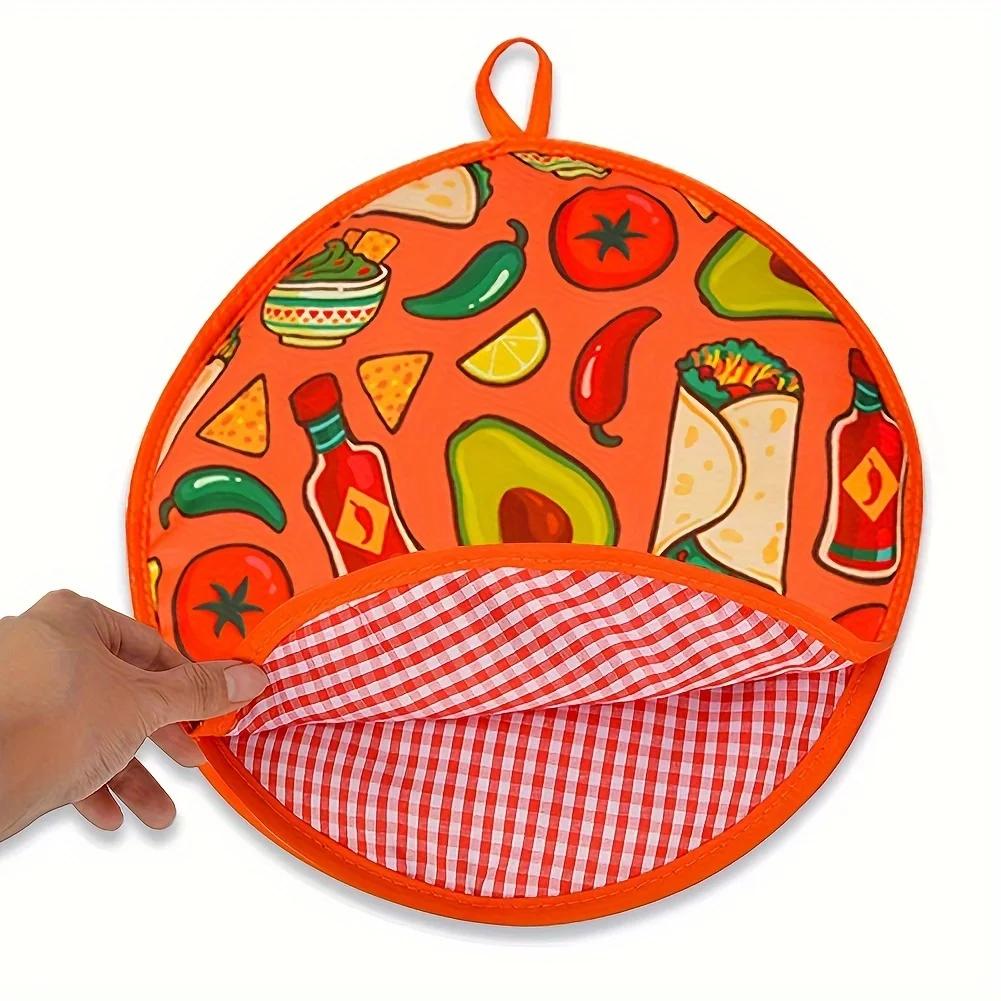 1Pc LDQ 12-Inch Insulated Tortilla Warmer Pouch - Microwave Safe, Keeps Tortillas Warm for Up to One Hour, Fruit Pattern Design