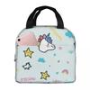 Cute Unicorn Rainbow Star Pattern Insulated Lunch Bag for Women Kids Portable Food Boxes Thermal Lunch Box Tote