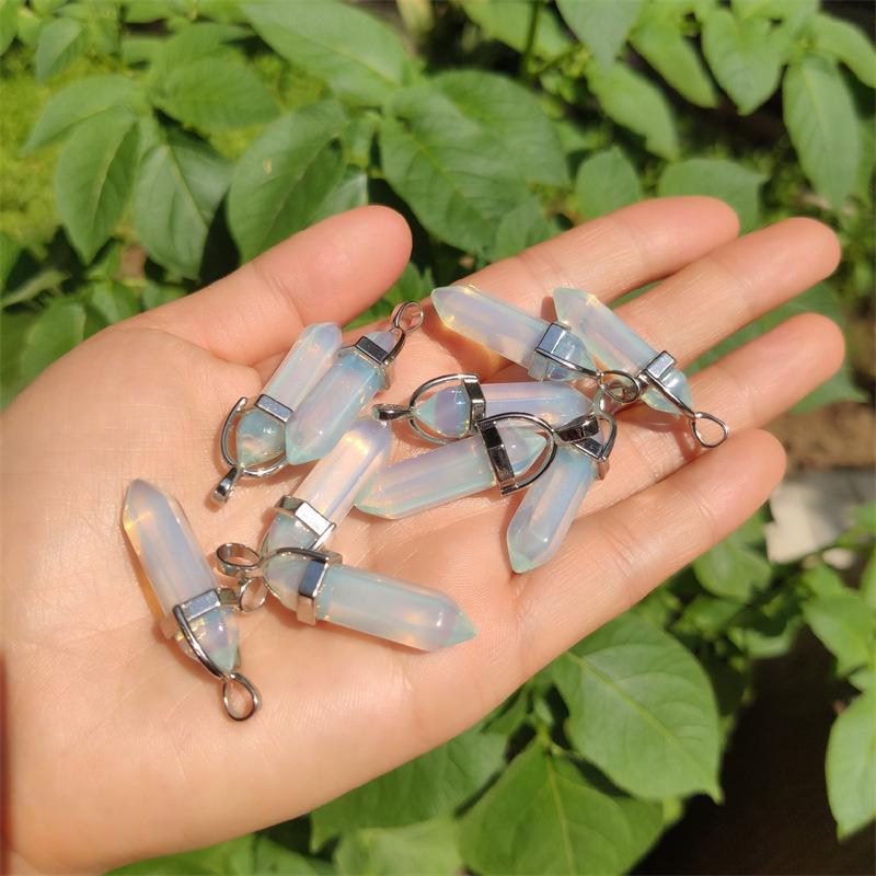 Crystal Hexagonal Pendant Necklace - European & American Popular Luminous Bullet Head Design