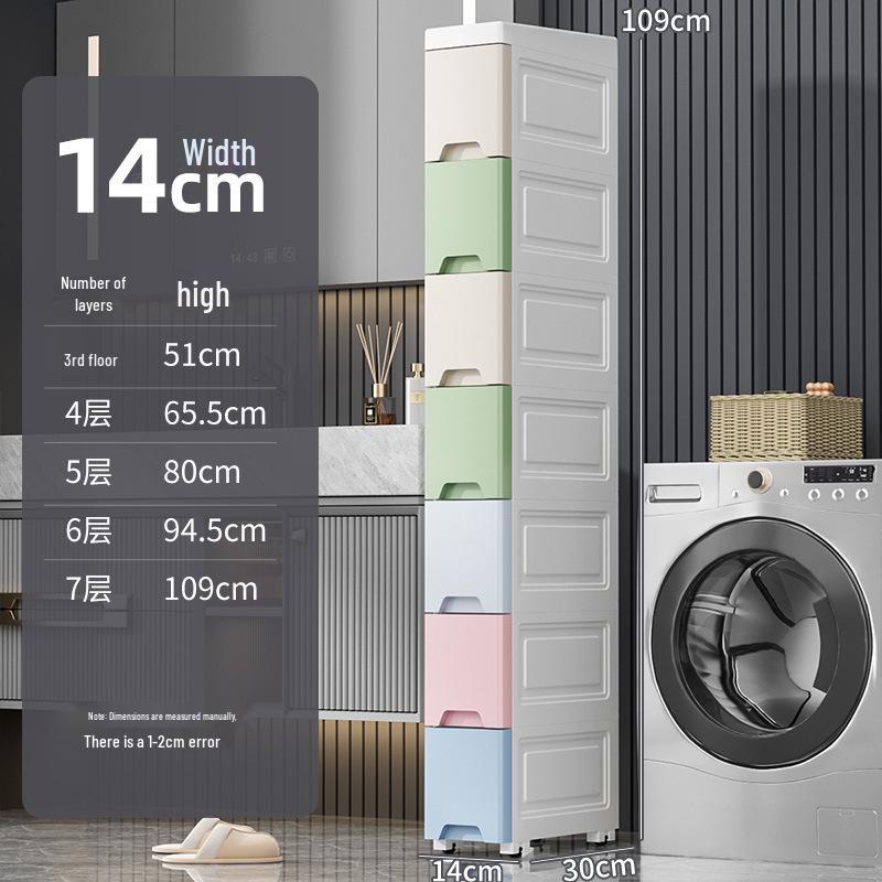 Thick 25cm Ultra-Narrow Storage Cabinet: Kitchen & Bathroom Plastic Drawer Shelf