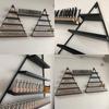 Elegant Gold Wall Mounted Nail Polish Rack - Set of 6 Triangular Cosmetic Display Shelves for Essential Oil Bottles, Organize Your Lipsticks and