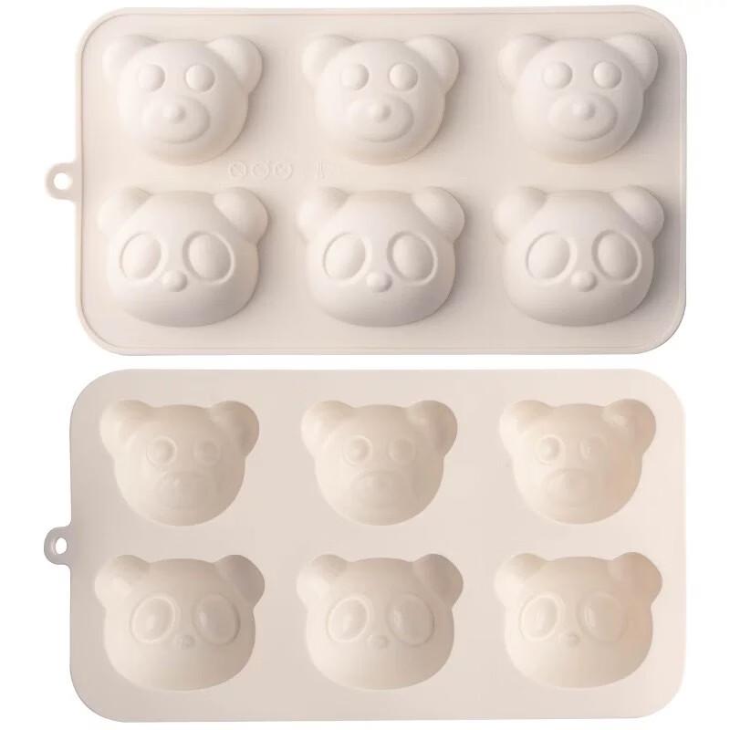 Silicone 6-Cavity Bear Head Cake Mold