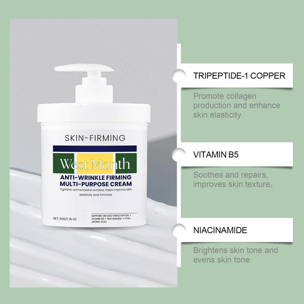 Hydratační a zpevňující krém West&Month - Hydratuje, Proti vráskám, Zpevňuje, Zlepšuje ochablost, Sjednocuje tón pleti, Péče o pleť, Regeneruje pleť, 50 g