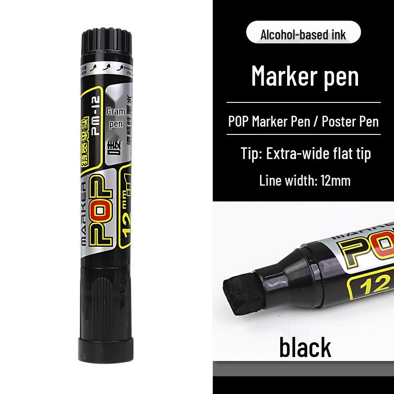 Shield POP 12mm Waterproof Oil-Based Marker: Hand-painted Wide Tip for Posters & Advertising чёрный