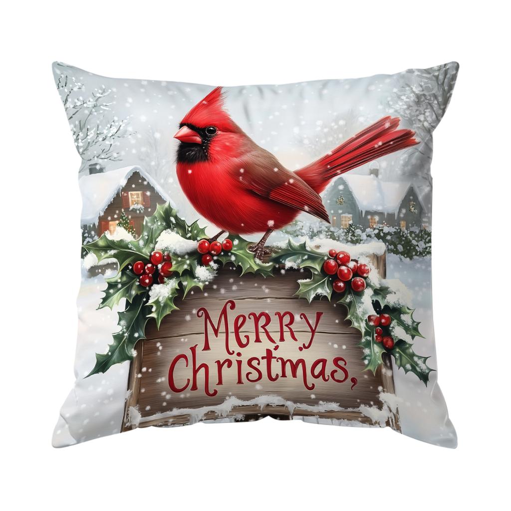 45X45Cm Vintage Red Bishop Christmas Pillowcase Bedroom Cushion Cover 100% Polyester Living Room Cushion Pillowcase Home Decor