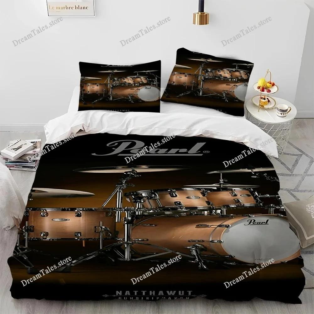 3D Schlagzeug Musikinstrumente Bettdecke Bettwäsche-Set, Bettbezug Bett-Set Steppdeckenbezug Kissenbezug, King Queen Size Bettwäsche-Set Geschenk