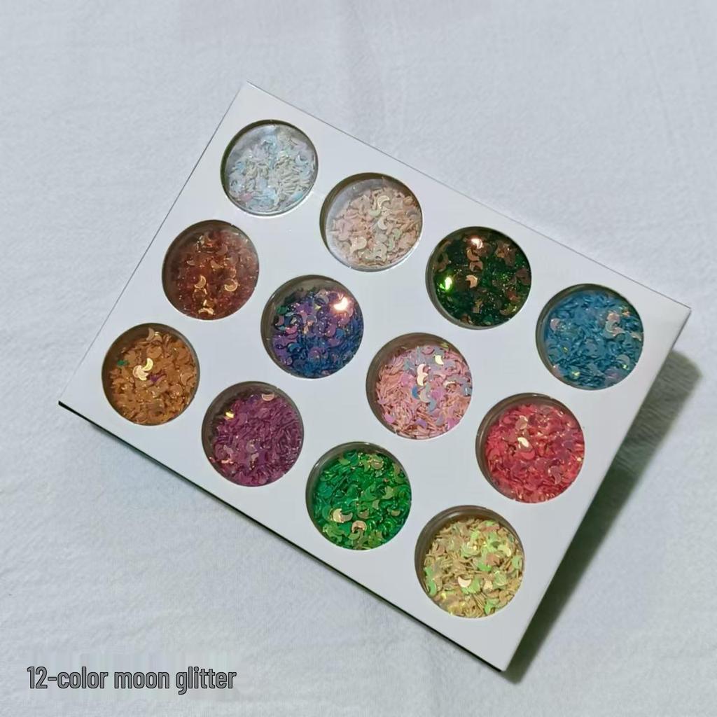 12-Color Crystal Nail Powder Glitter Set