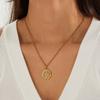 Gold Plated Stainless Steel Colorful Stone Round Pendant Necklace for Women
