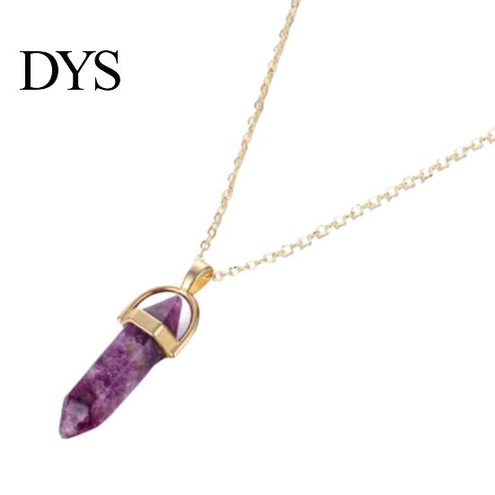 Pendant Necklace Faux Crystal Stone Decorative Chain Metal Women Jewelry Accessories