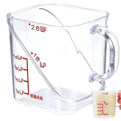 Rice Measuring Cup for 2 Cups, 1 Cup, and Less Than 1 Cup. Features Measuring Marks and Easy Measurement. Made In Japan. Transparent Type.