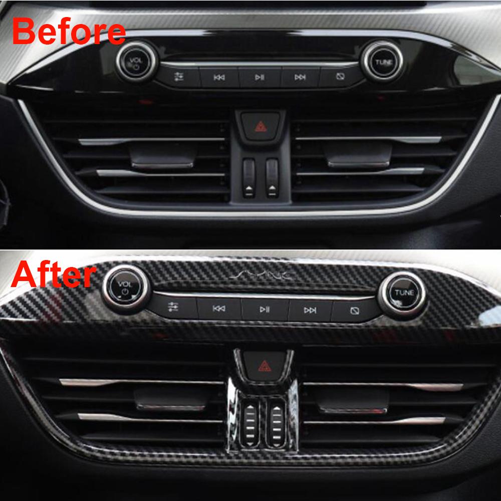 Carbon Fiber Car Middle Air Outlet Vent Cover Trim Frame Decor for Ford Focus 2019-2020