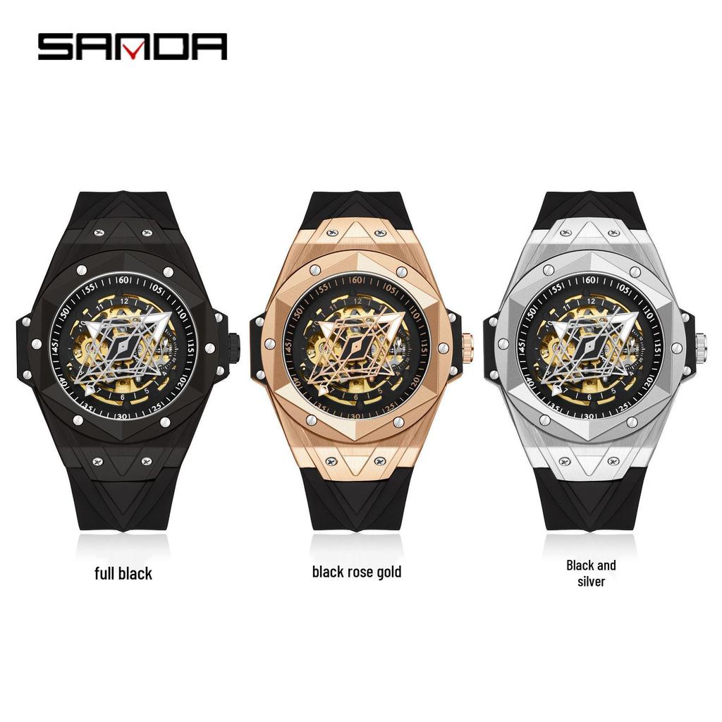 Sanda 7014 Skelett Herren Automatik Silikon Uhr - Trendiges und Cooles Design