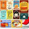 Metal Painting Signs Cake Dessert Hamburger Plaque Bar Pub Bakery Cafe Creative Gifts Iron Signs Wall Decor Wall Plate Pendant