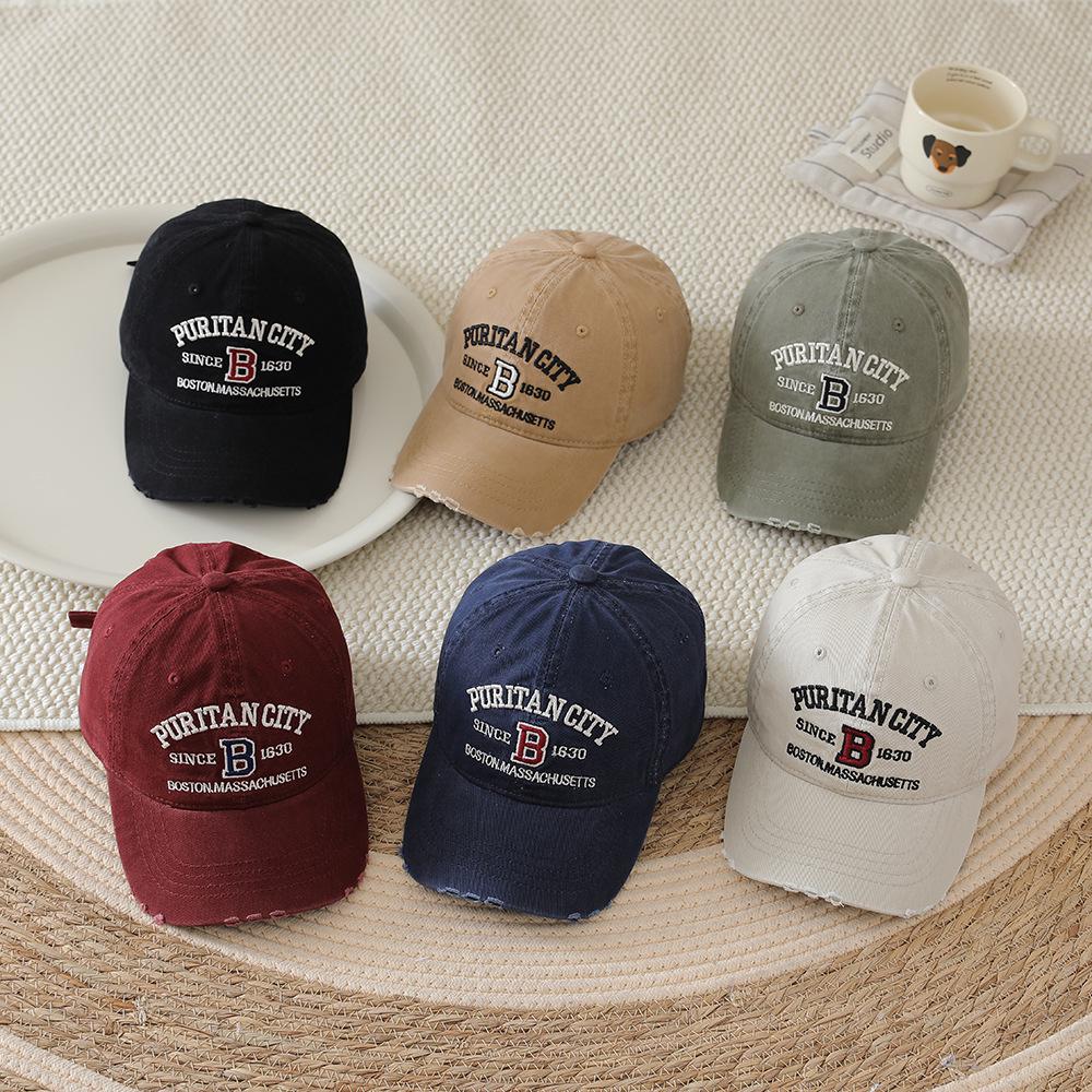 2026 Spring/Autumn Kids' Retro Embroidered Baseball Cap - Korean Style Duckbill Sun Protection Hat for Boys & Girls