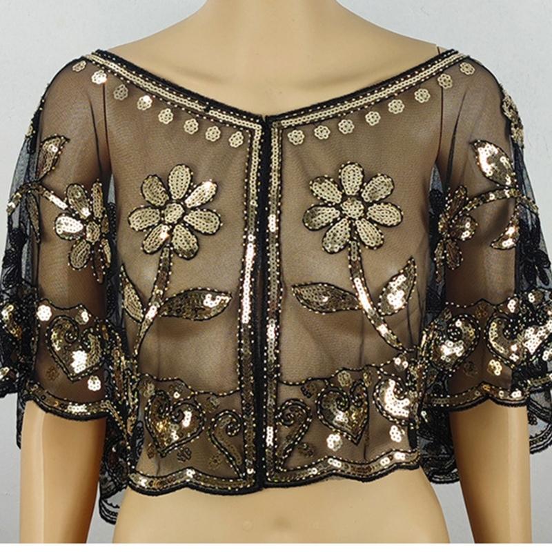 Sparkling Short Scarf Shawl With Glittering Sequined For Women And Girl Beach Event Evening Party Dressingup Accessory