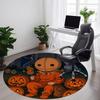 1pc Pumpkin Scarecrow Office Round Area Rug, Indoor Mat Suitable For Office, Under Office Chairs Bedroom Living Room Home Decor, Room Deco