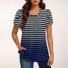 Women's Fashionable Round Neck Short Sleeve Print Casual Basic Pleated Pullover T-shirt Top