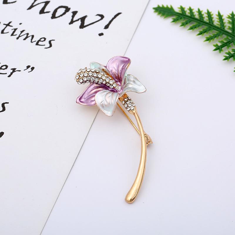 Broche animal incrustée de perles – Bijou de corsage en alliage style dessin animé en forme de goutte d'huile pour femme