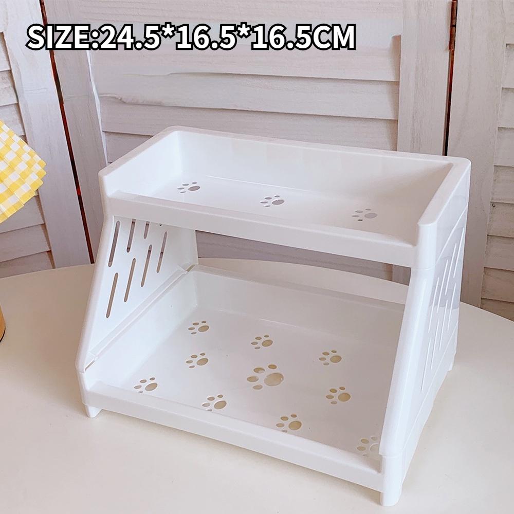 Desk Shelf Double-layer Office Desk Storage Rack Multifunctional Shelves Plastic Desktop Cosmetic Organizer Rack Storage Shelf