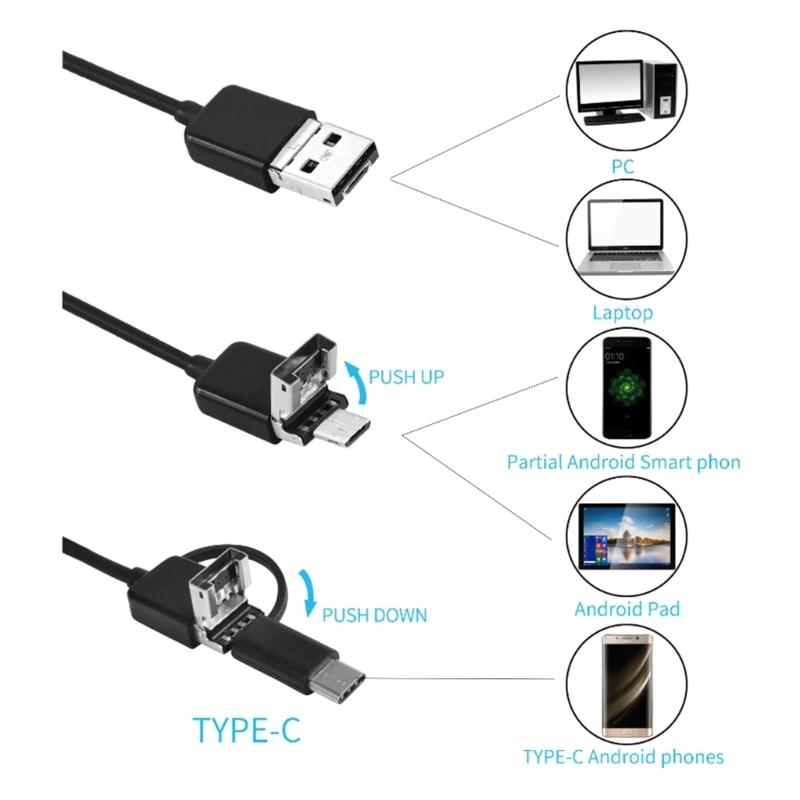 USB Phone Inspection Camera Portable Camera Borescope Lightweight Inspection Camera Plastic for Various Applications
