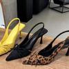 Niche leopard print high heels French bag head sandals fairy shoes 2025 spring and summer bow with skirt single shoes
